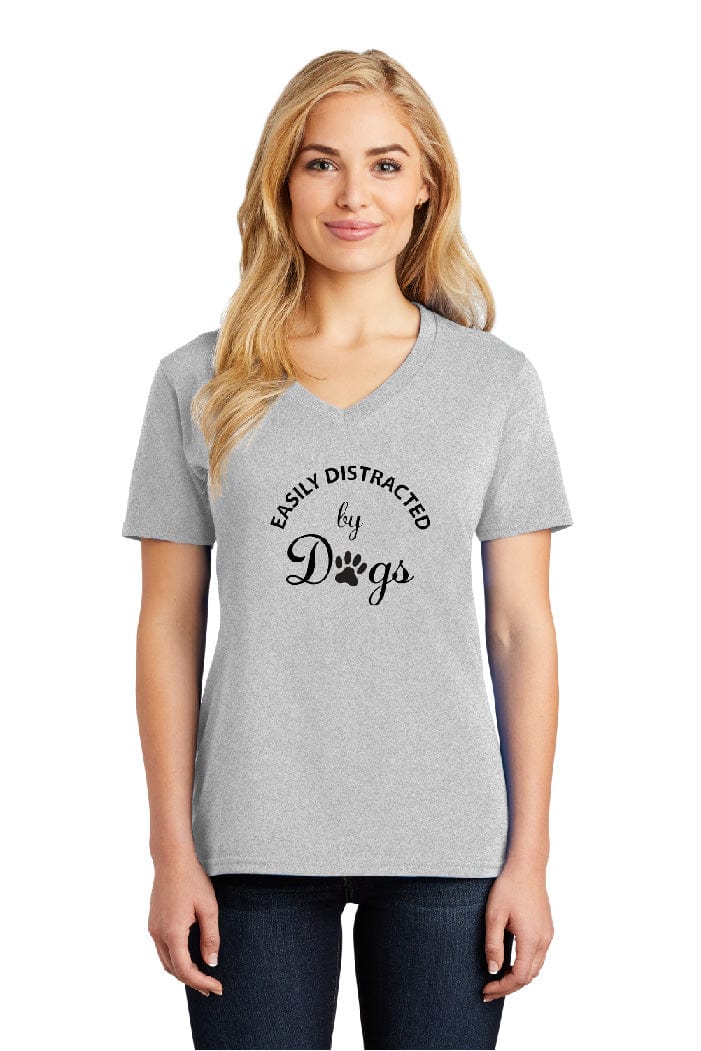 Easily Distracted by Dogs Womens Short Sleeve Shirt