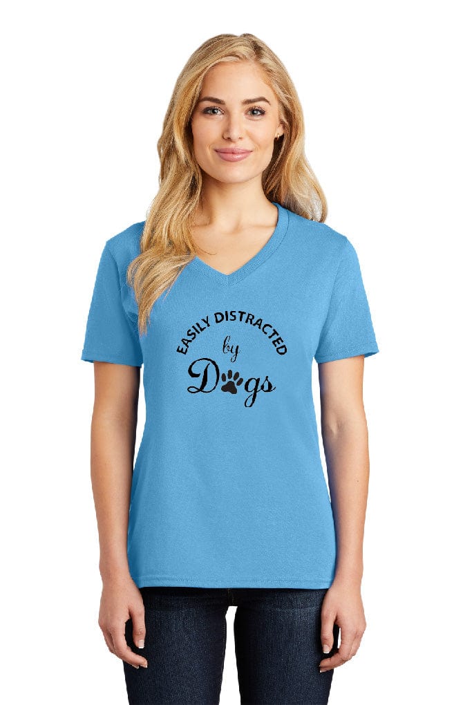 Easily Distracted by Dogs Womens Short Sleeve Shirt