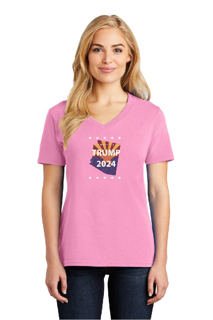 Women’s Leopard Print Trump 2024 V-Neck T-Shirt – MAGA Graphic Tee, Juniors Fit
